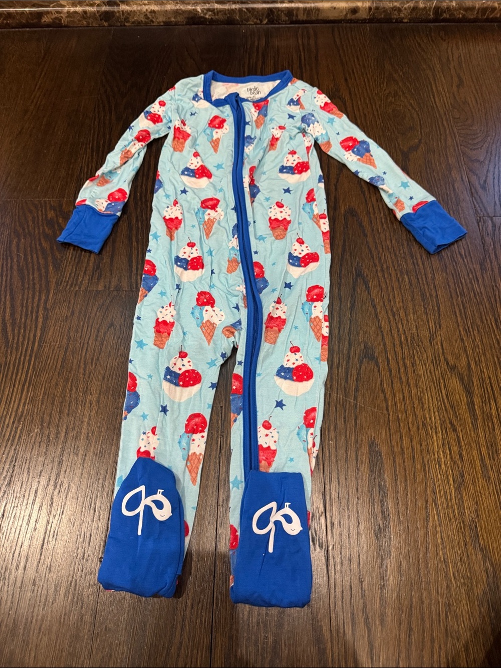 Birdie bean Kids Light Blue Ice Cream Print One-Piece Pajamas